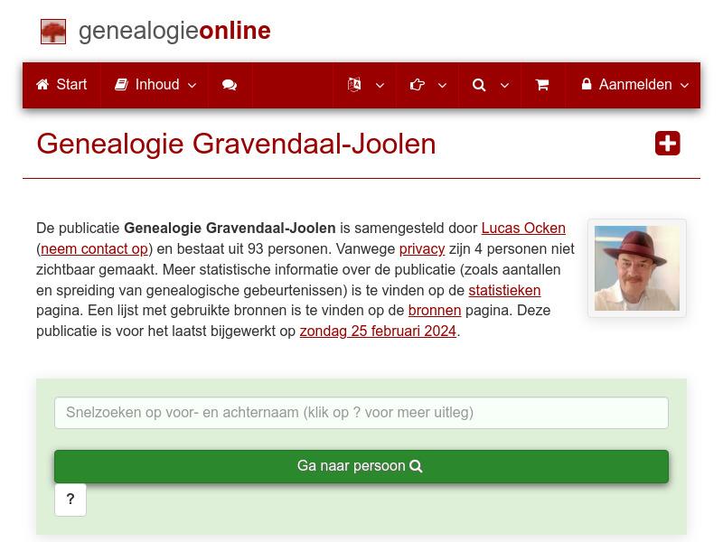 Screenshot van website