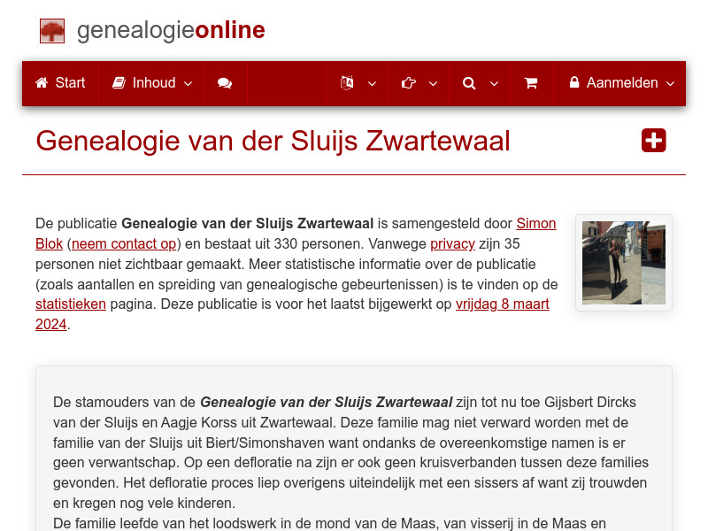 Screenshot van website