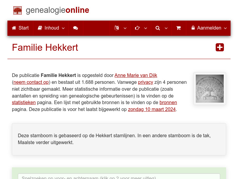 Screenshot van website