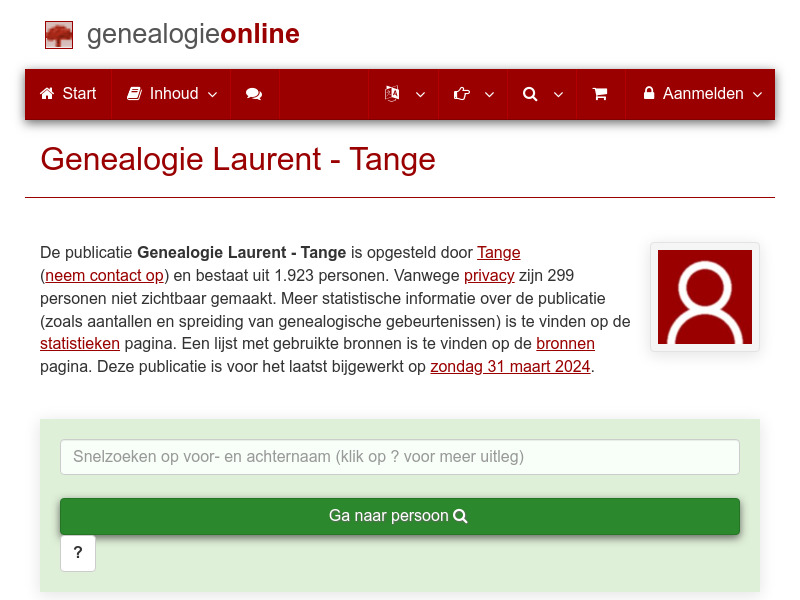 Screenshot van website