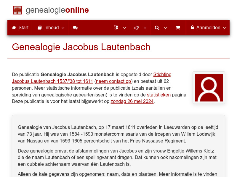 Screenshot van website