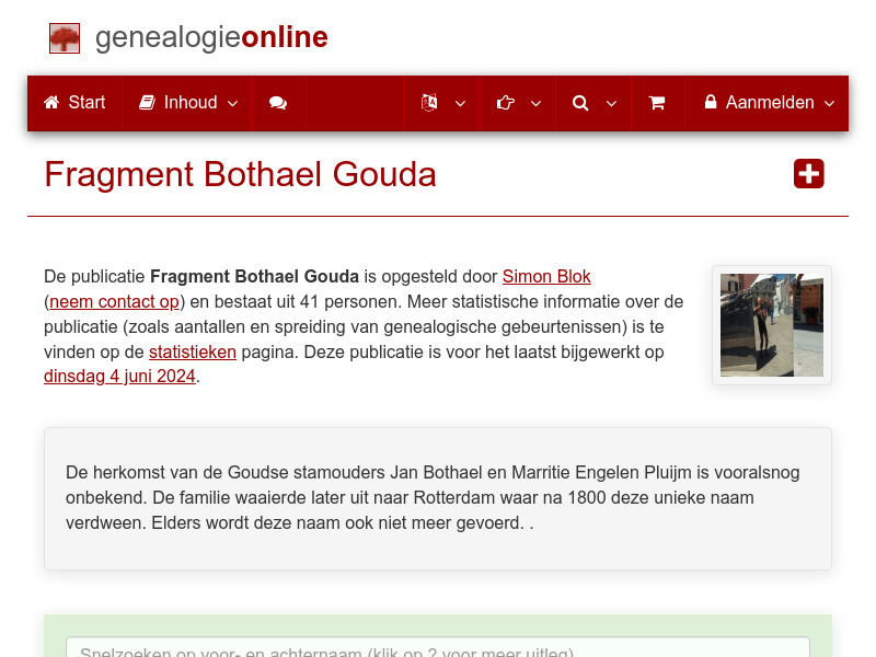Screenshot van website