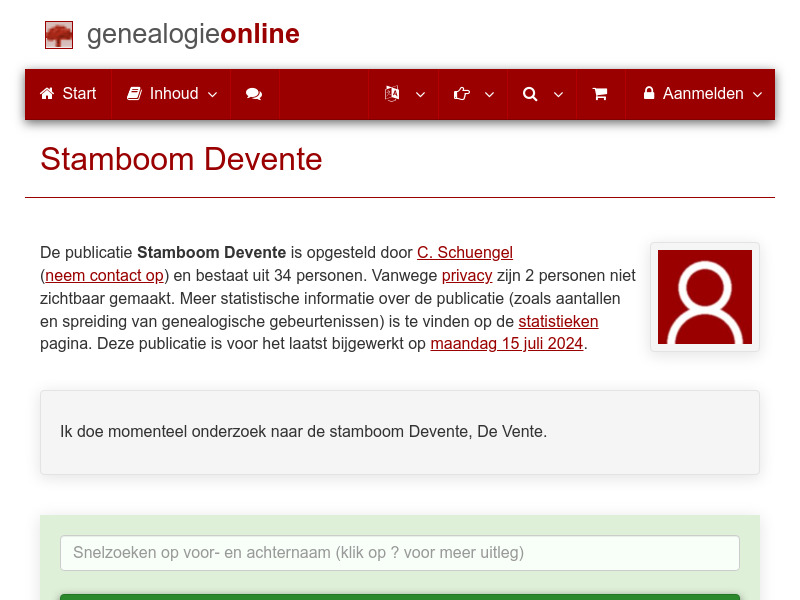 Screenshot van website