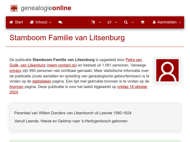Screenshot van website