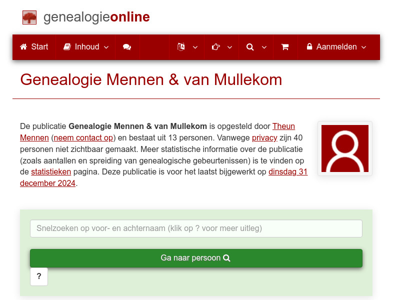 Screenshot van website