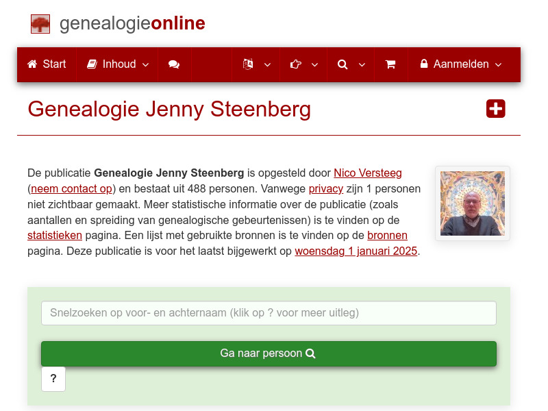 Screenshot van website