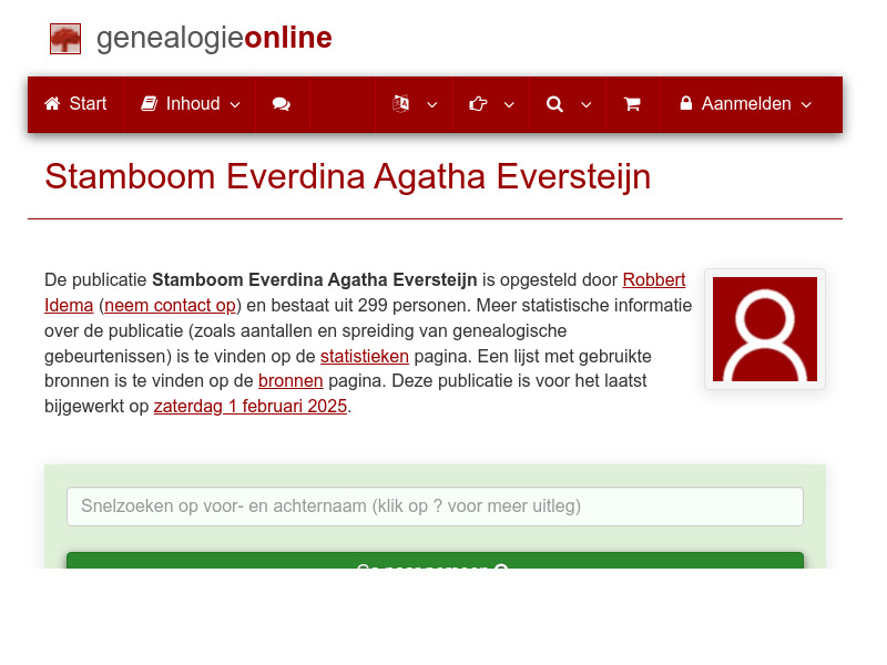Screenshot van website