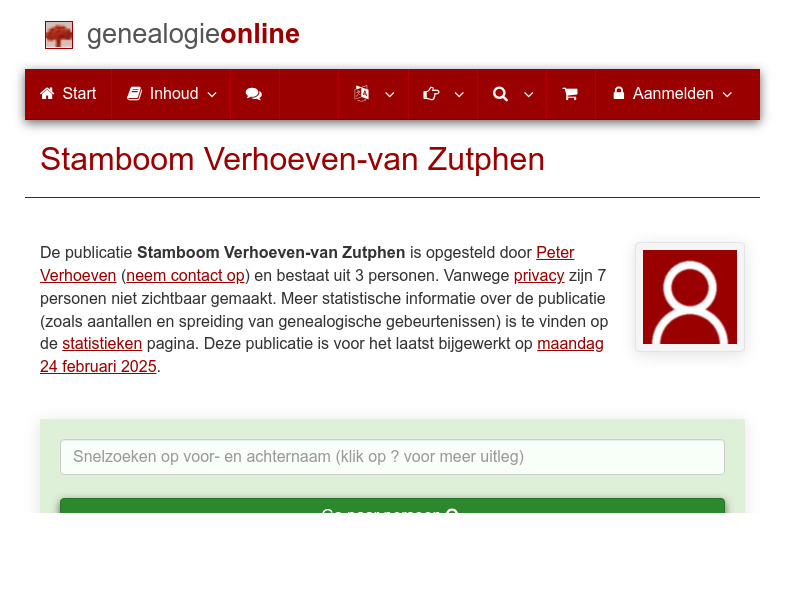 Screenshot van website