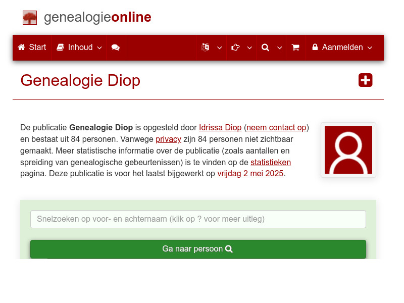 Screenshot van website