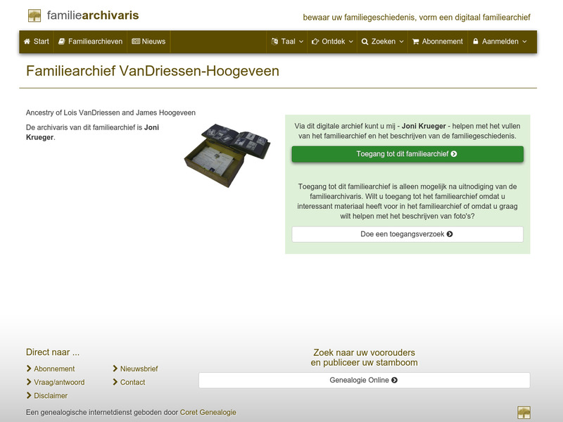 Screenshot van website