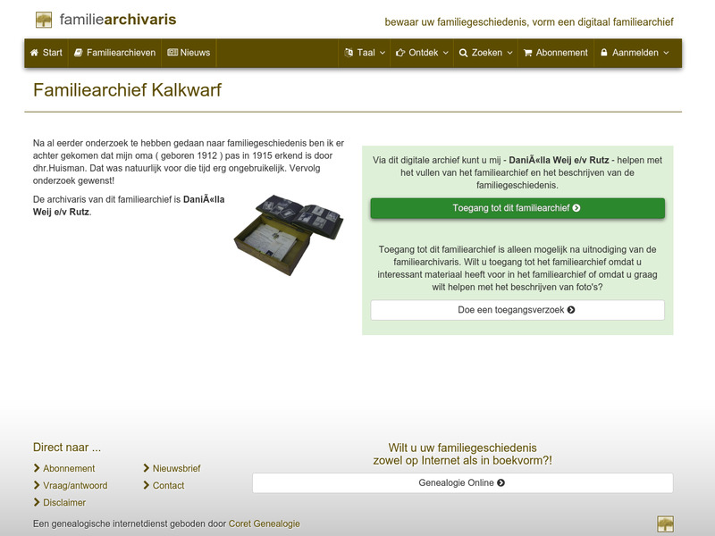 Screenshot van website