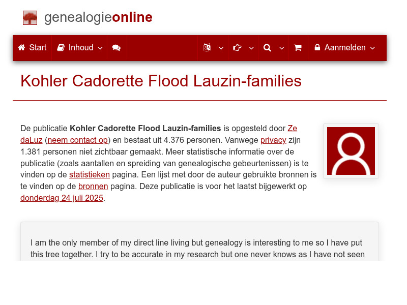 Screenshot van website