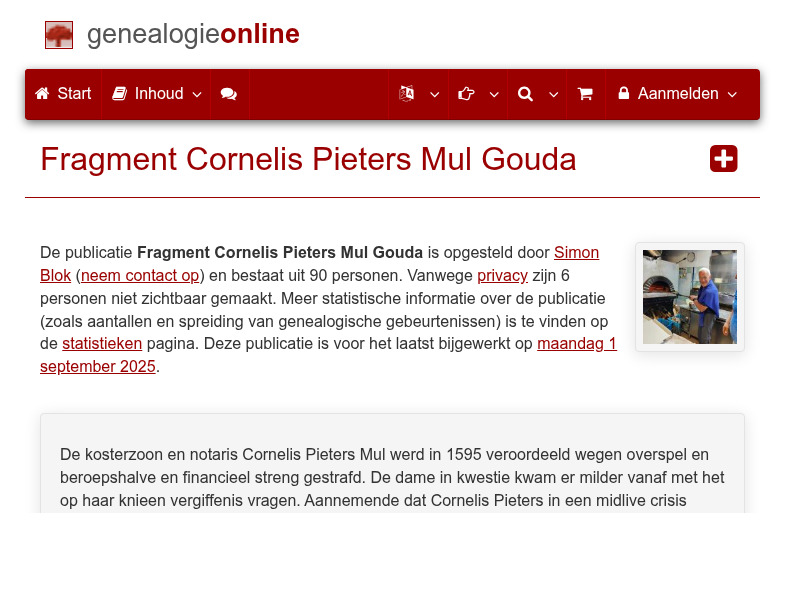 Screenshot van website