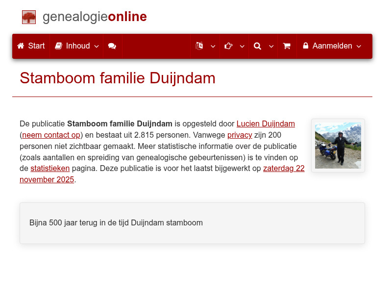 Screenshot van website