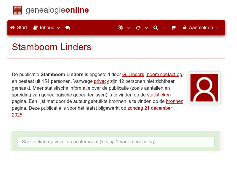 Screenshot van website