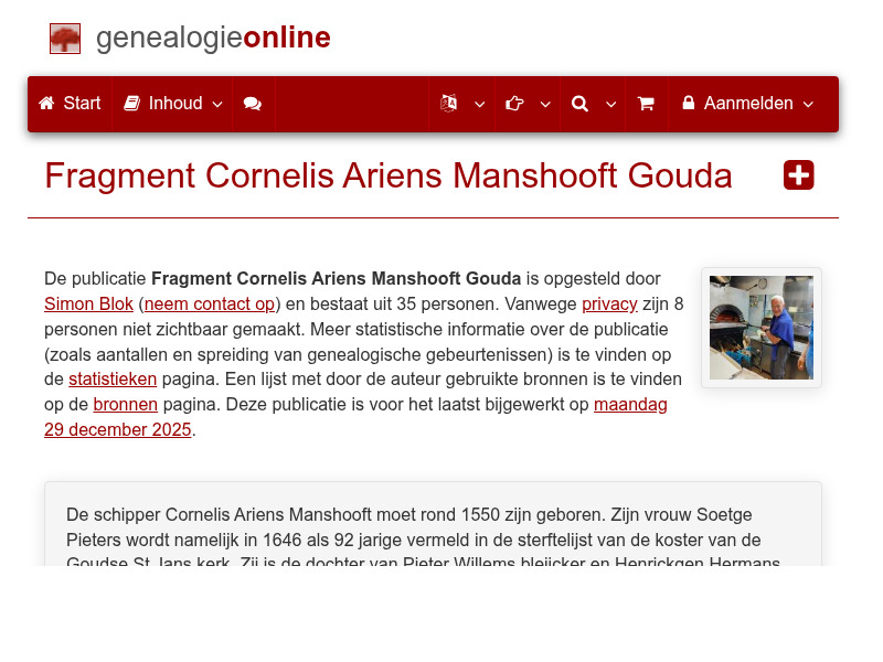 Screenshot van website