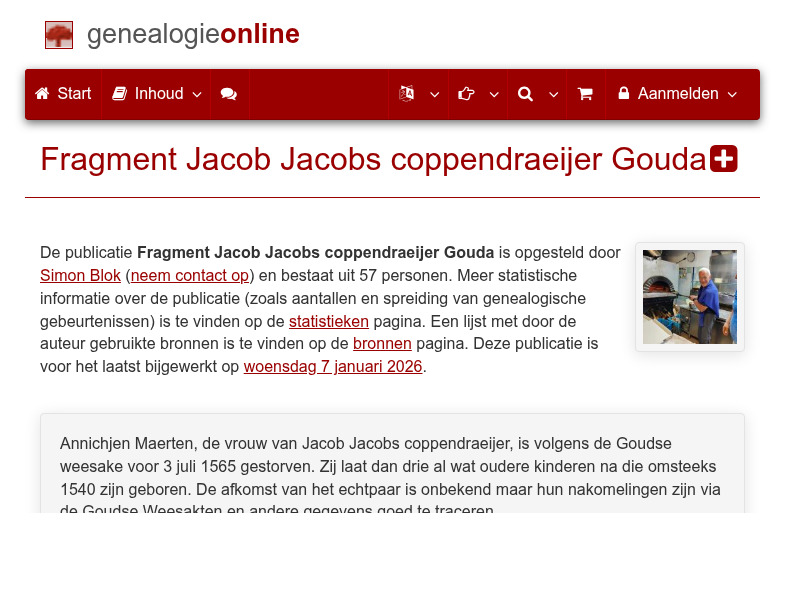Screenshot van website