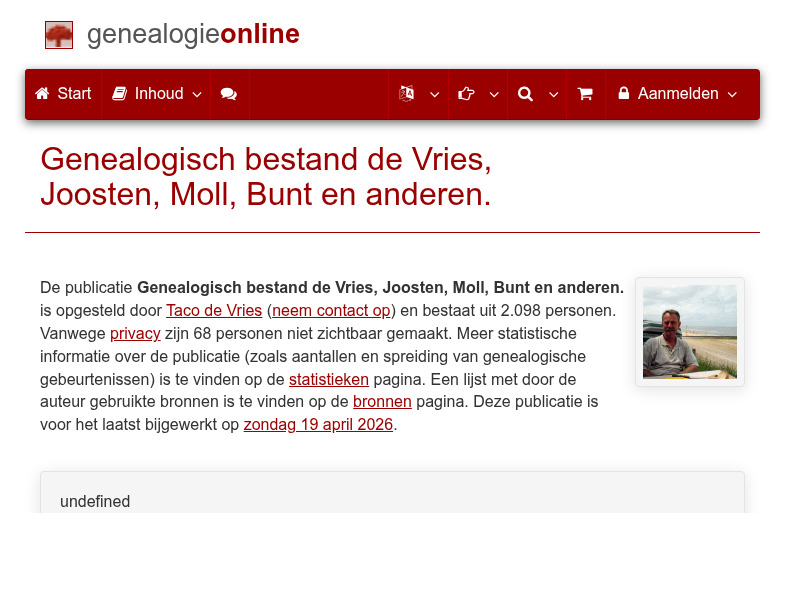 Screenshot van website