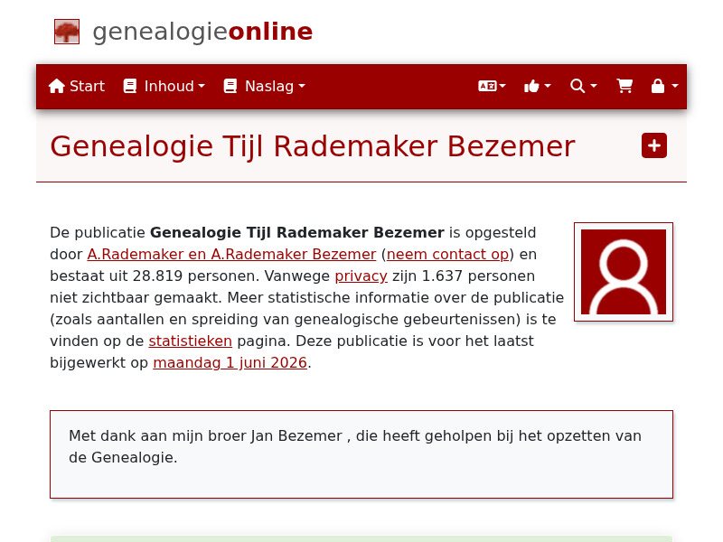Screenshot van website