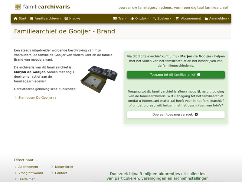 Screenshot van website