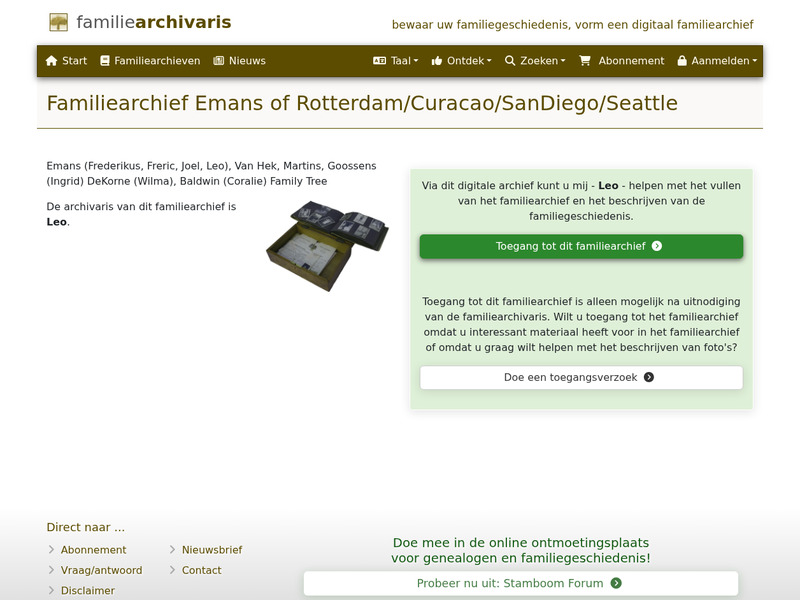 Screenshot van website