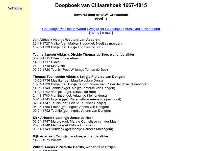 Screenshot van website