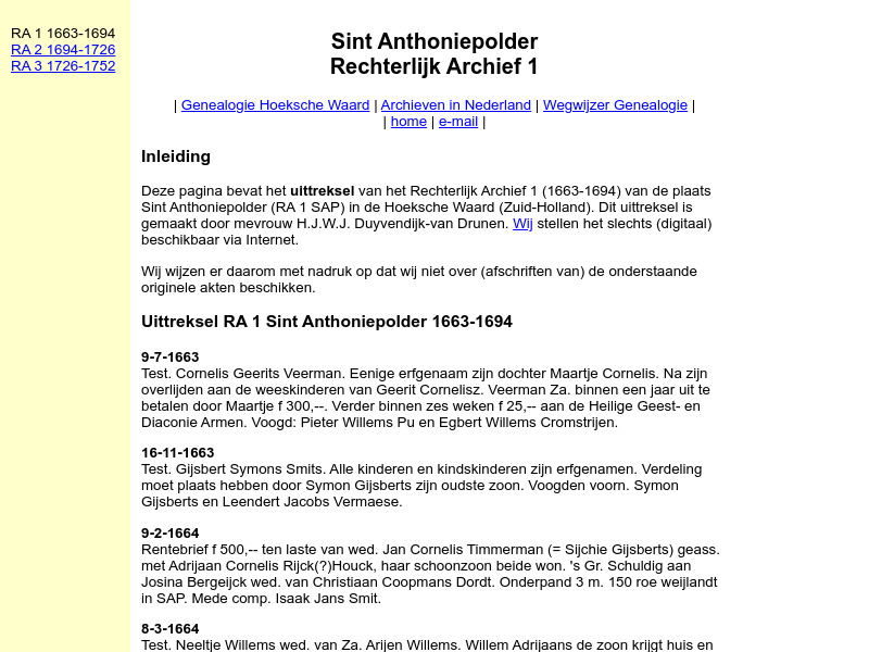 Screenshot van website