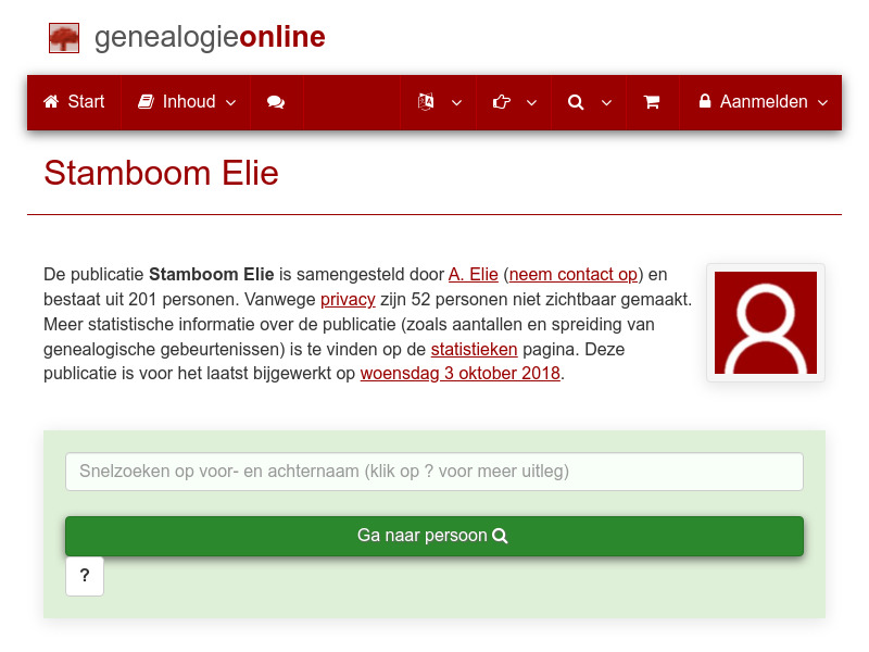 Screenshot van website