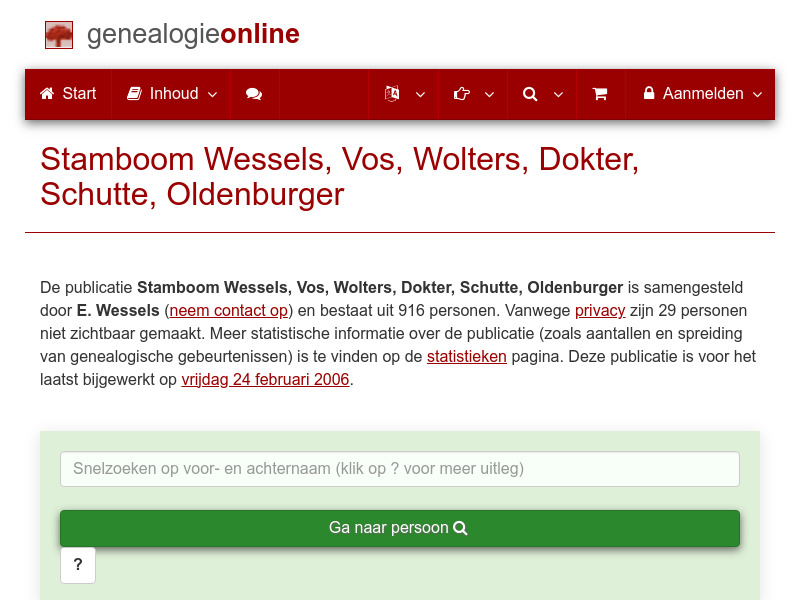 Screenshot van website