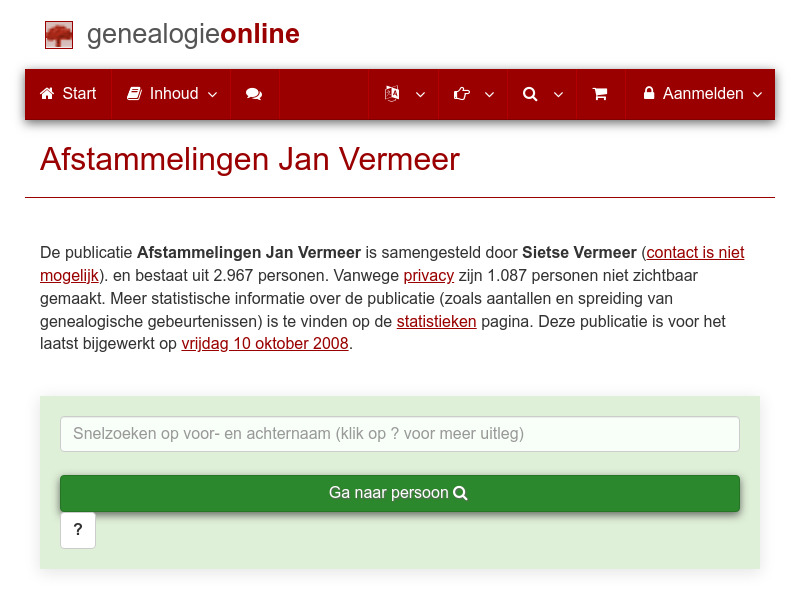 Screenshot van website