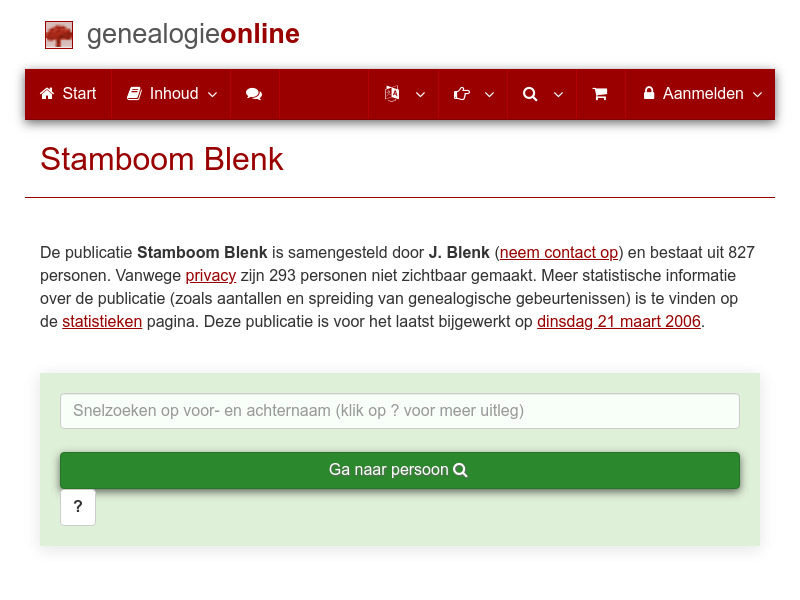 Screenshot van website
