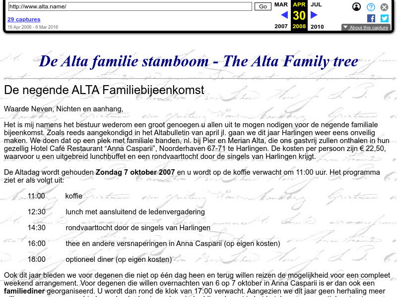 Screenshot van website