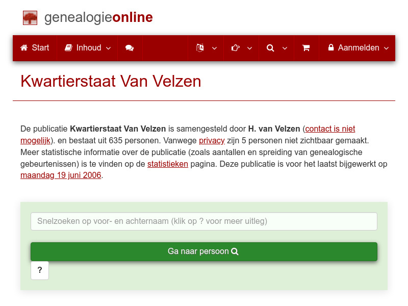 Screenshot van website
