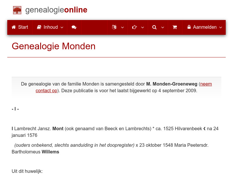 Screenshot van website