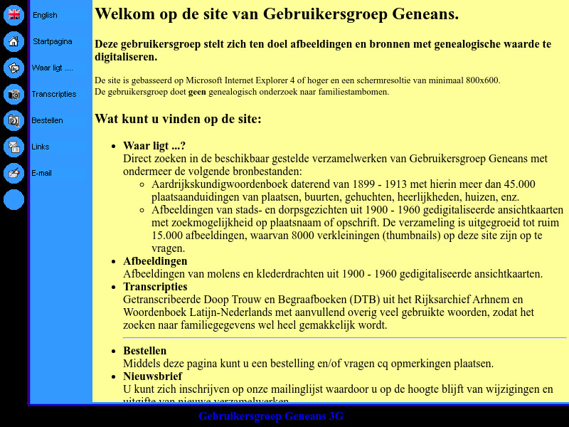 Screenshot van website