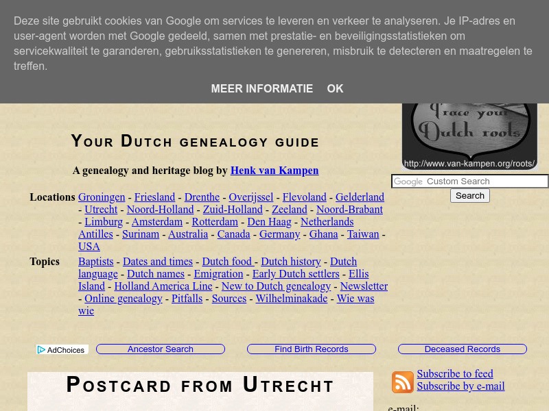 Screenshot van website