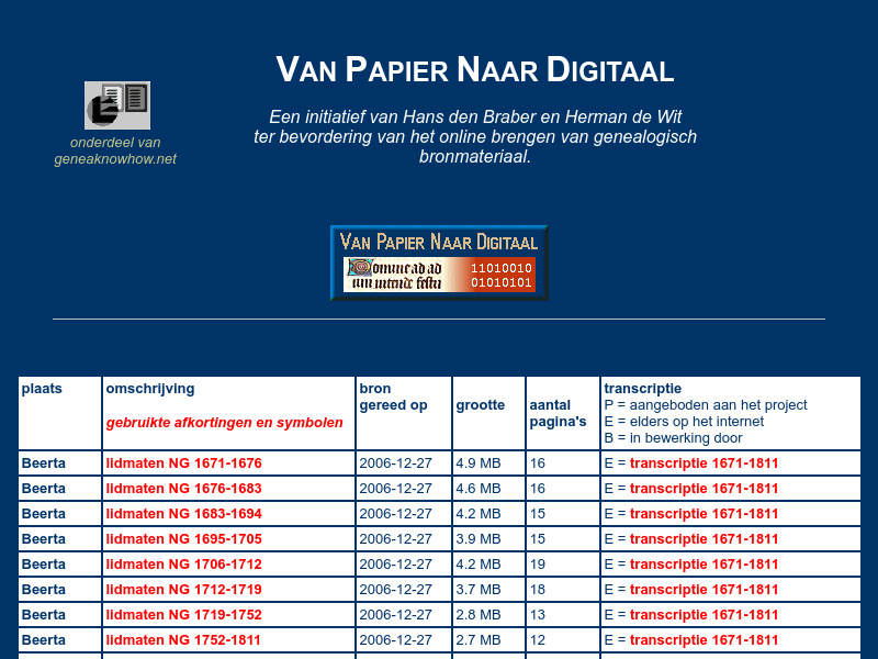 Screenshot van website