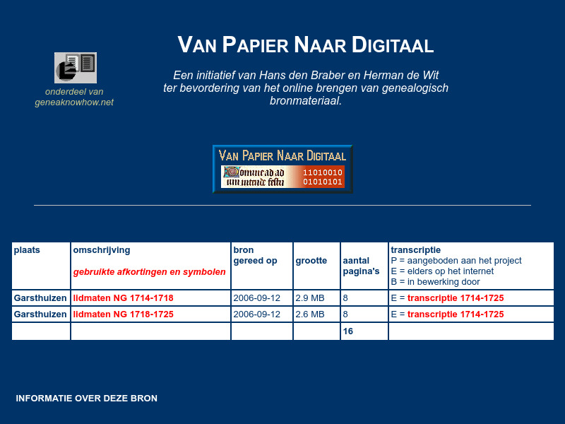 Screenshot van website