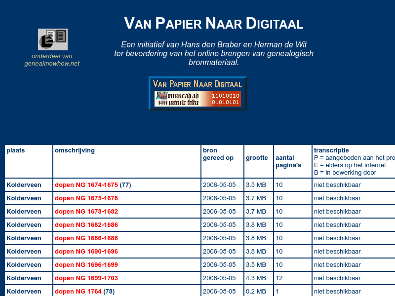 Screenshot van website