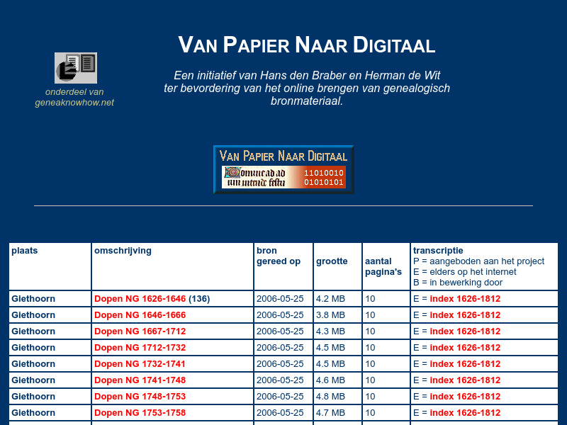 Screenshot van website
