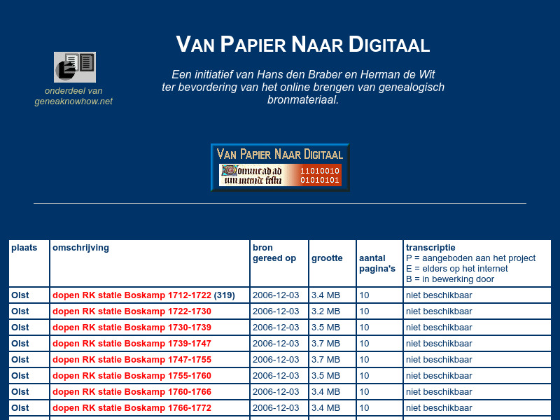 Screenshot van website
