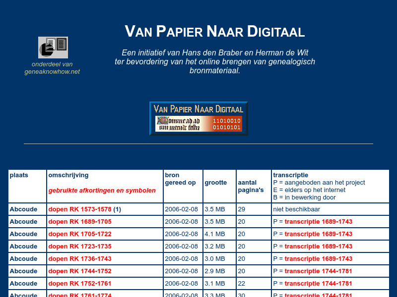 Screenshot van website