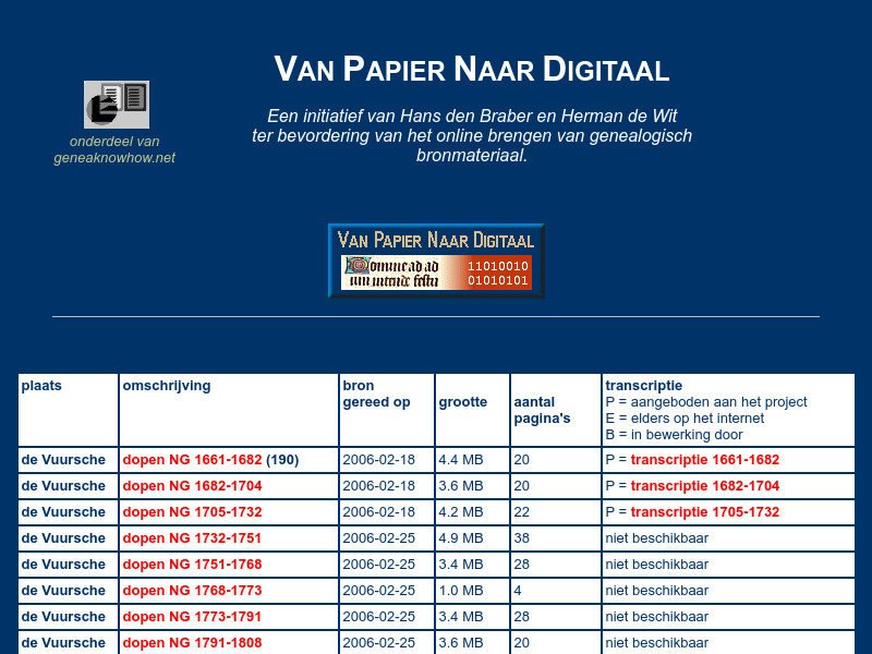 Screenshot van website