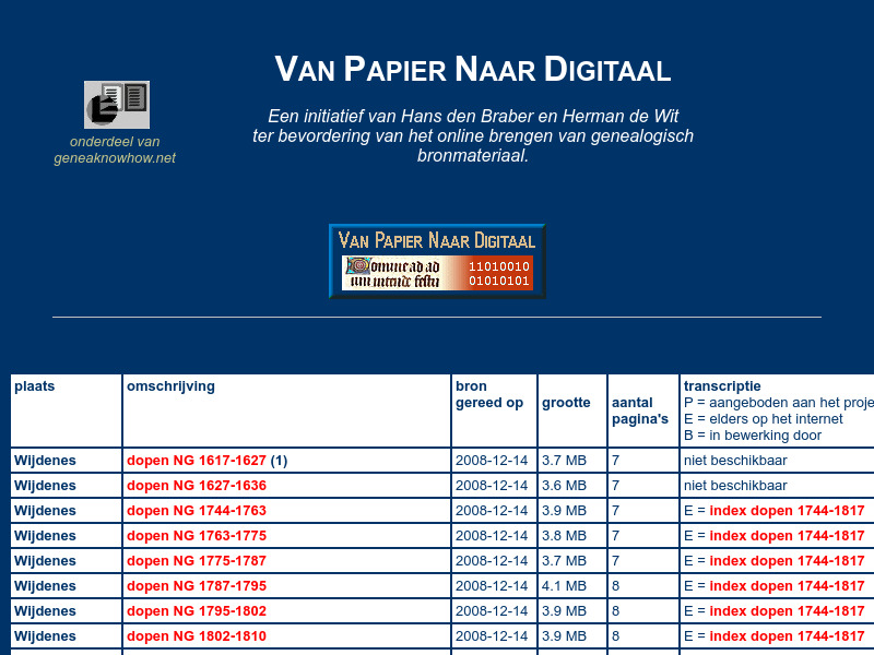 Screenshot van website
