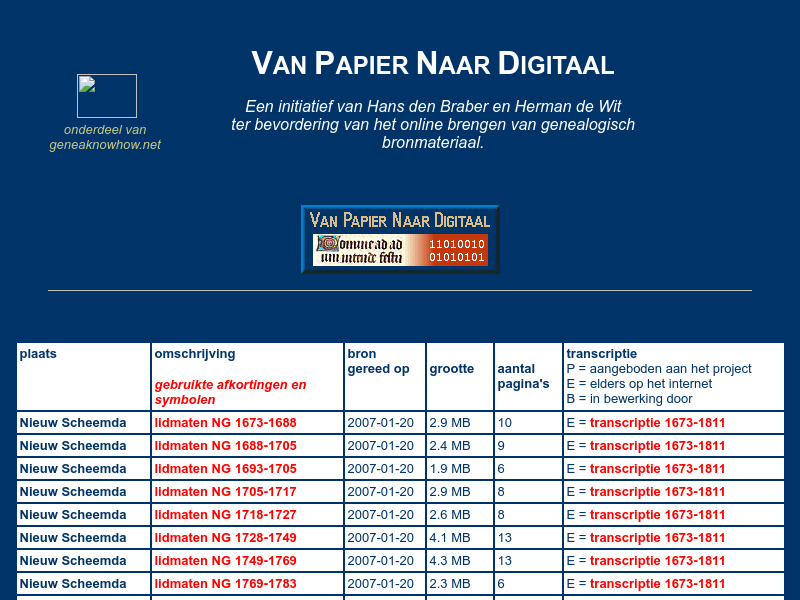 Screenshot van website