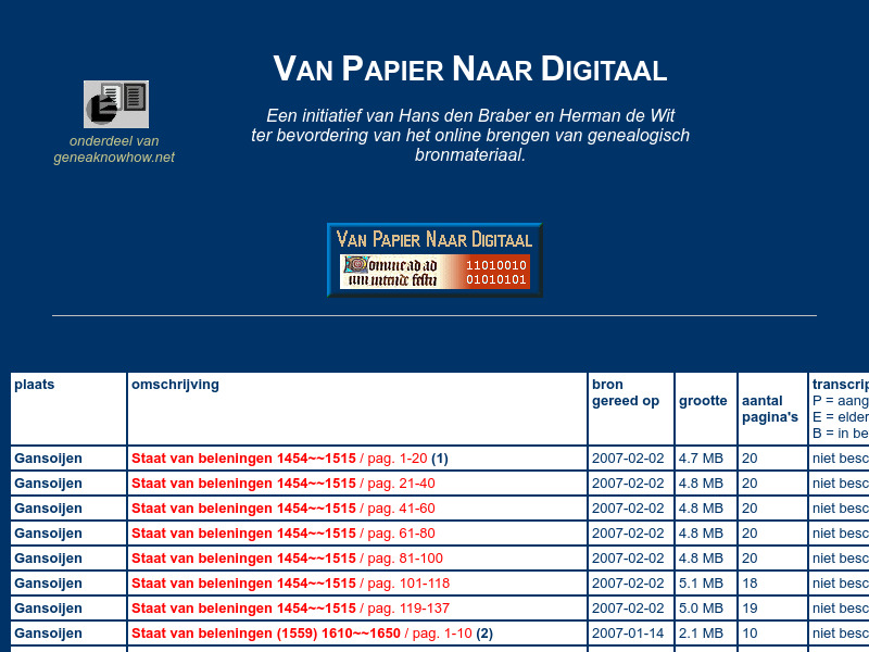 Screenshot van website