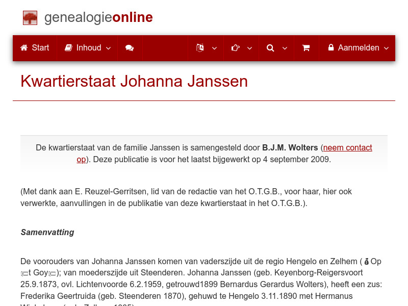 Screenshot van website