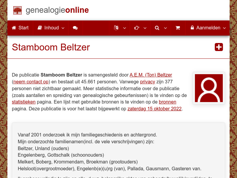 Screenshot van website