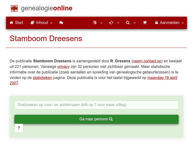 Screenshot van website