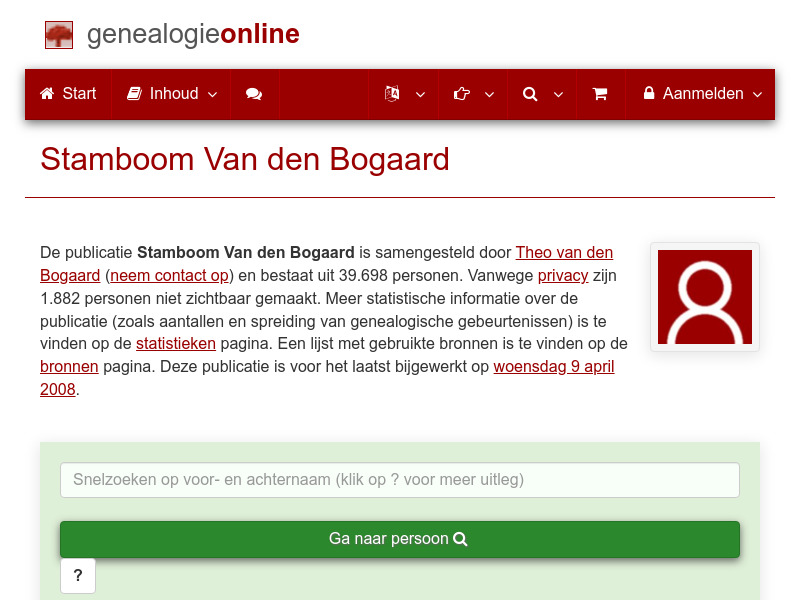 Screenshot van website